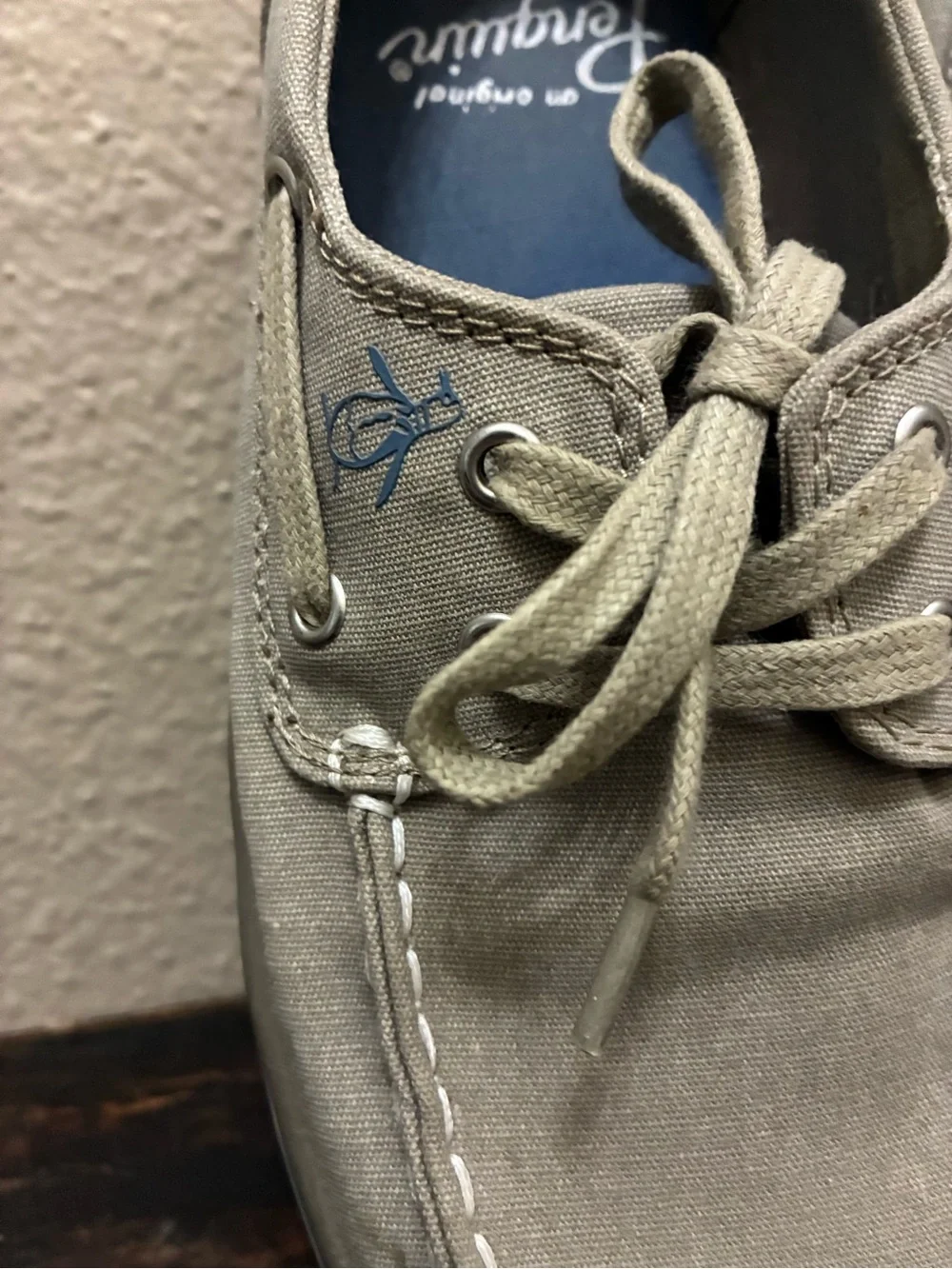 Original Penguin Men's Khaki Canvas Boat Shoes Size 8